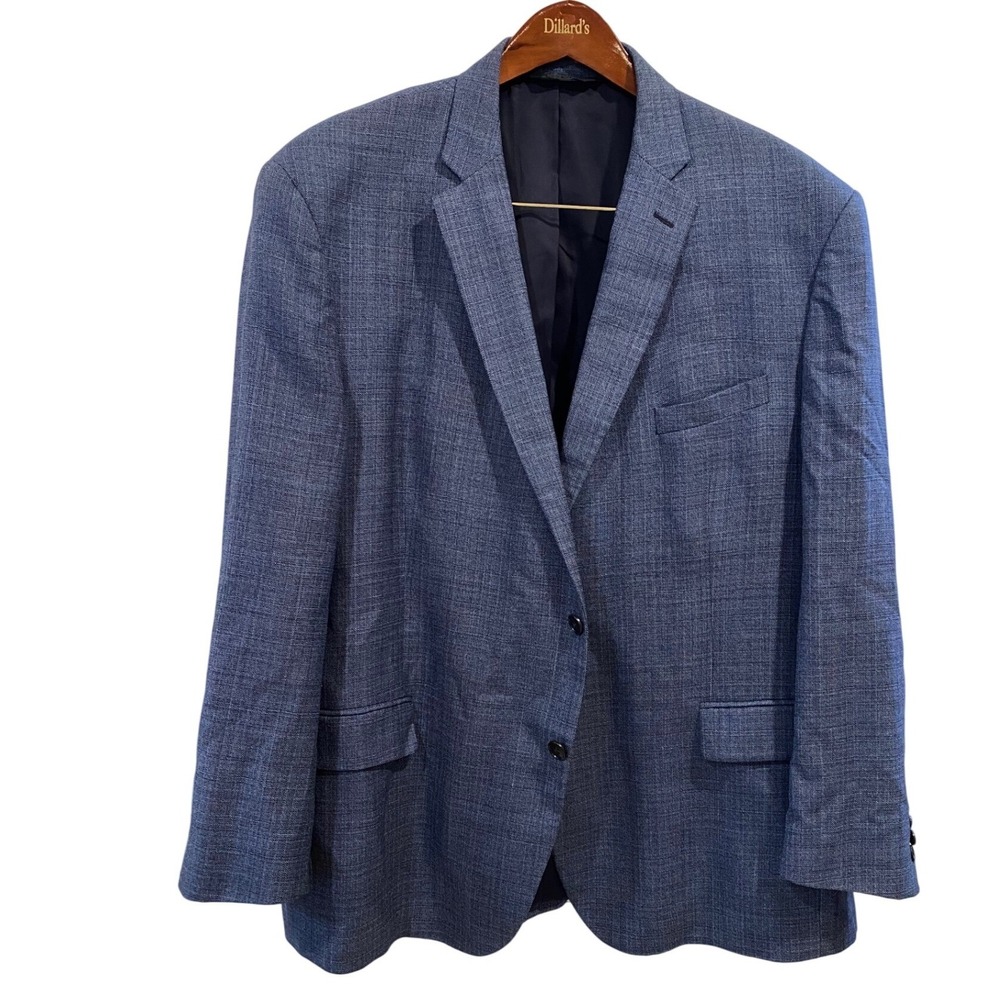 Jos A Bank Traveler Mens‎ 50R Blue Crosshatch Sport Coat Blazer Traditional Fit